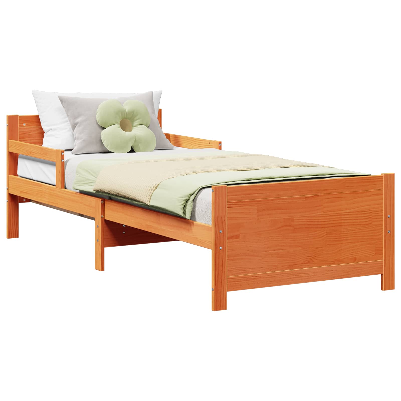 Bedframe met hoofdeinde Wasbruin 80 x 200 cm Bewerkt hout is nu te koop bij PeponiXL, paradijselijk wonen!