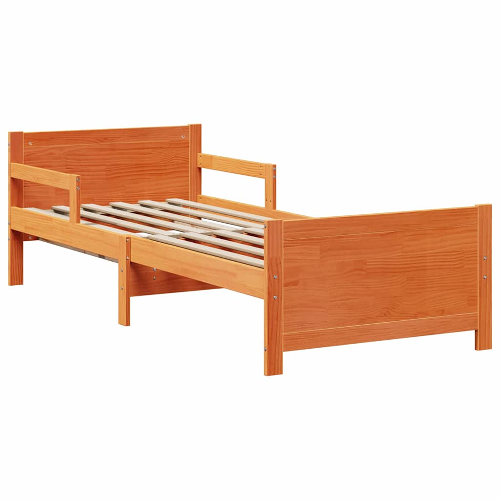 Bedframe met hoofdeinde Wasbruin 80 x 200 cm Bewerkt hout is nu te koop bij PeponiXL, paradijselijk wonen!