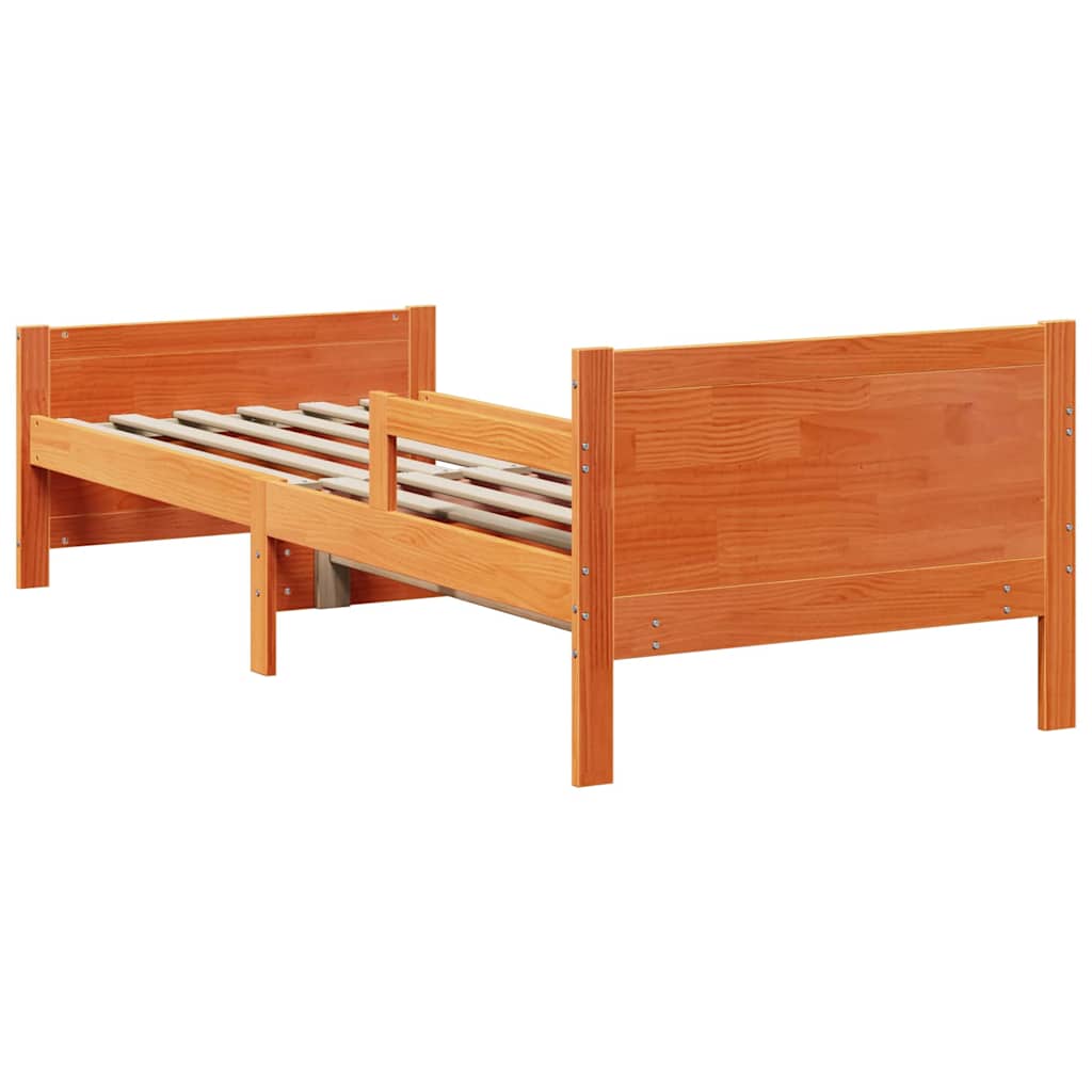 Bedframe met hoofdeinde Wasbruin 80 x 200 cm Bewerkt hout is nu te koop bij PeponiXL, paradijselijk wonen!