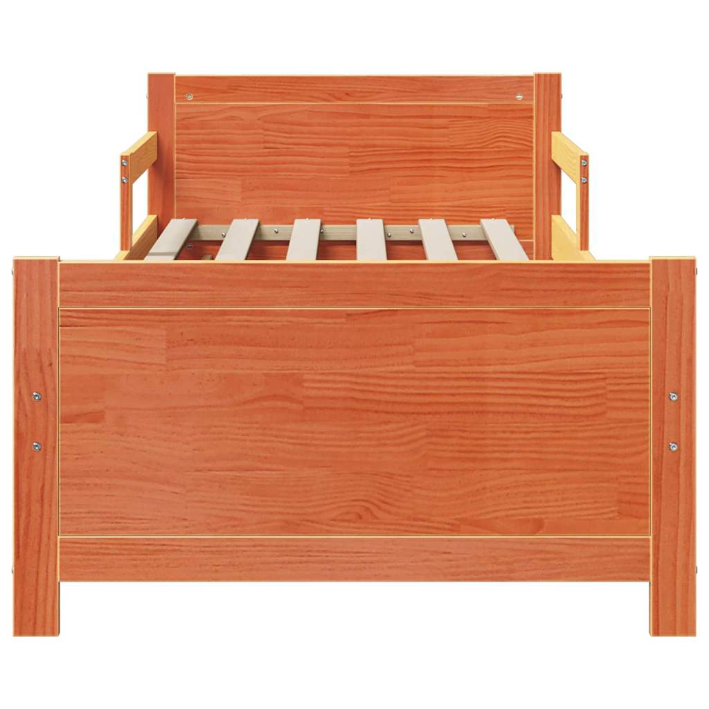 Bedframe met hoofdeinde Wasbruin 80 x 200 cm Bewerkt hout is nu te koop bij PeponiXL, paradijselijk wonen!