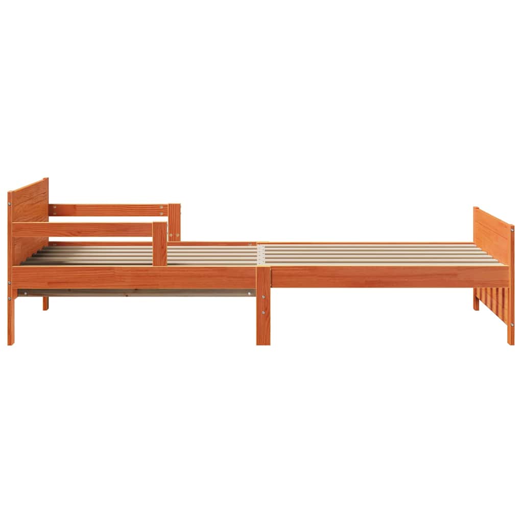 Bedframe met hoofdeinde Wasbruin 80 x 200 cm Bewerkt hout is nu te koop bij PeponiXL, paradijselijk wonen!
