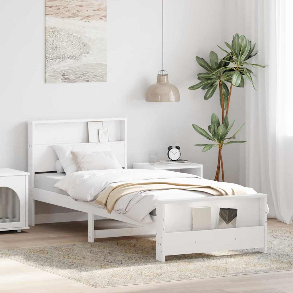 Bedframe met hoofdeinde Wit 100 x 200 cm Bewerkt hout is nu te koop bij PeponiXL, paradijselijk wonen!