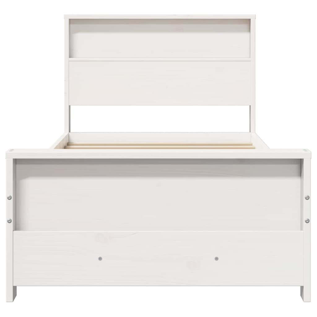 Bedframe met hoofdeinde Wit 90 x 200 cm Bewerkt hout is nu te koop bij PeponiXL, paradijselijk wonen!