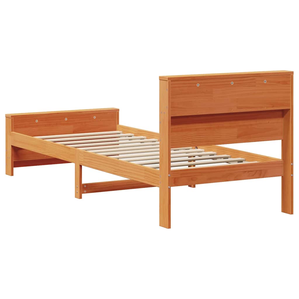 Bedframe met hoofdeinde Wasbruin 90 x 200 cm Bewerkt hout is nu te koop bij PeponiXL, paradijselijk wonen!