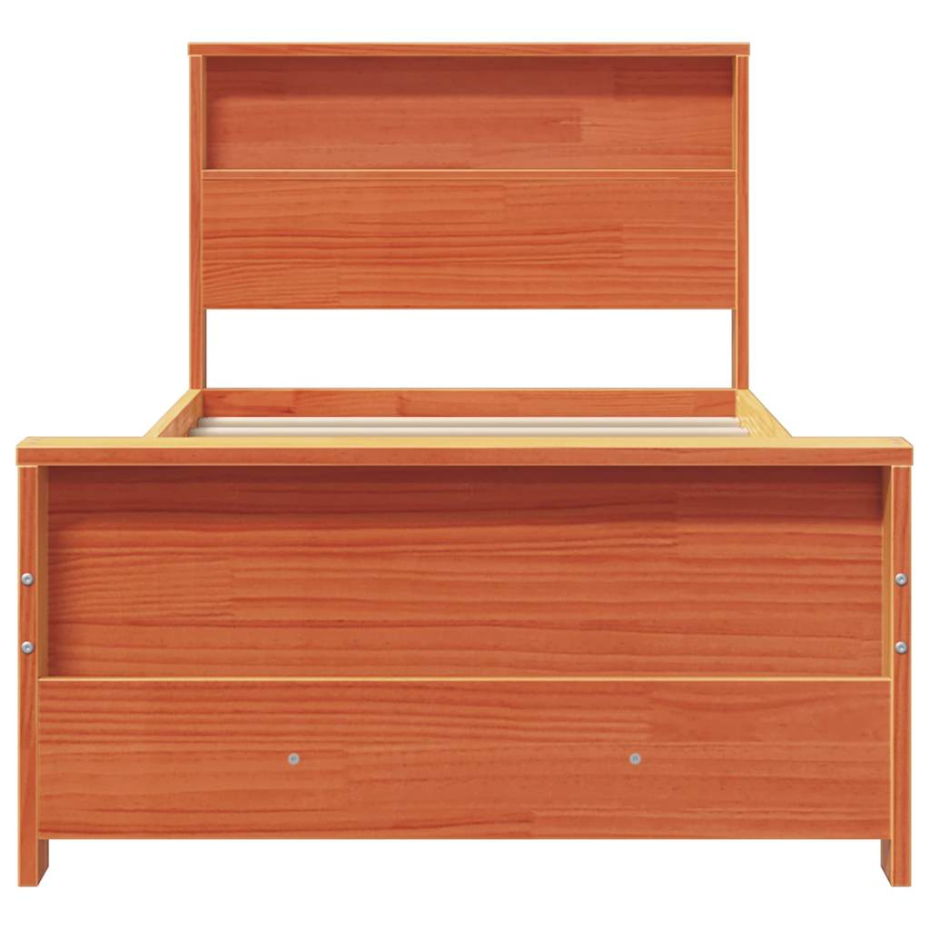 Bedframe met hoofdeinde Wasbruin 90 x 200 cm Bewerkt hout is nu te koop bij PeponiXL, paradijselijk wonen!