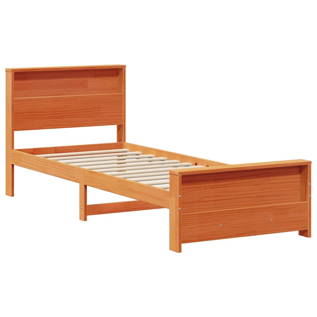 Bedframe met hoofdeinde Wasbruin 80 x 200 cm Bewerkt hout is nu te koop bij PeponiXL, paradijselijk wonen!