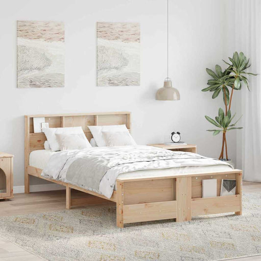 Bedframe met hoofdeinde Bruin 140 x 190 cm Bewerkt hout is nu te koop bij PeponiXL, paradijselijk wonen!
