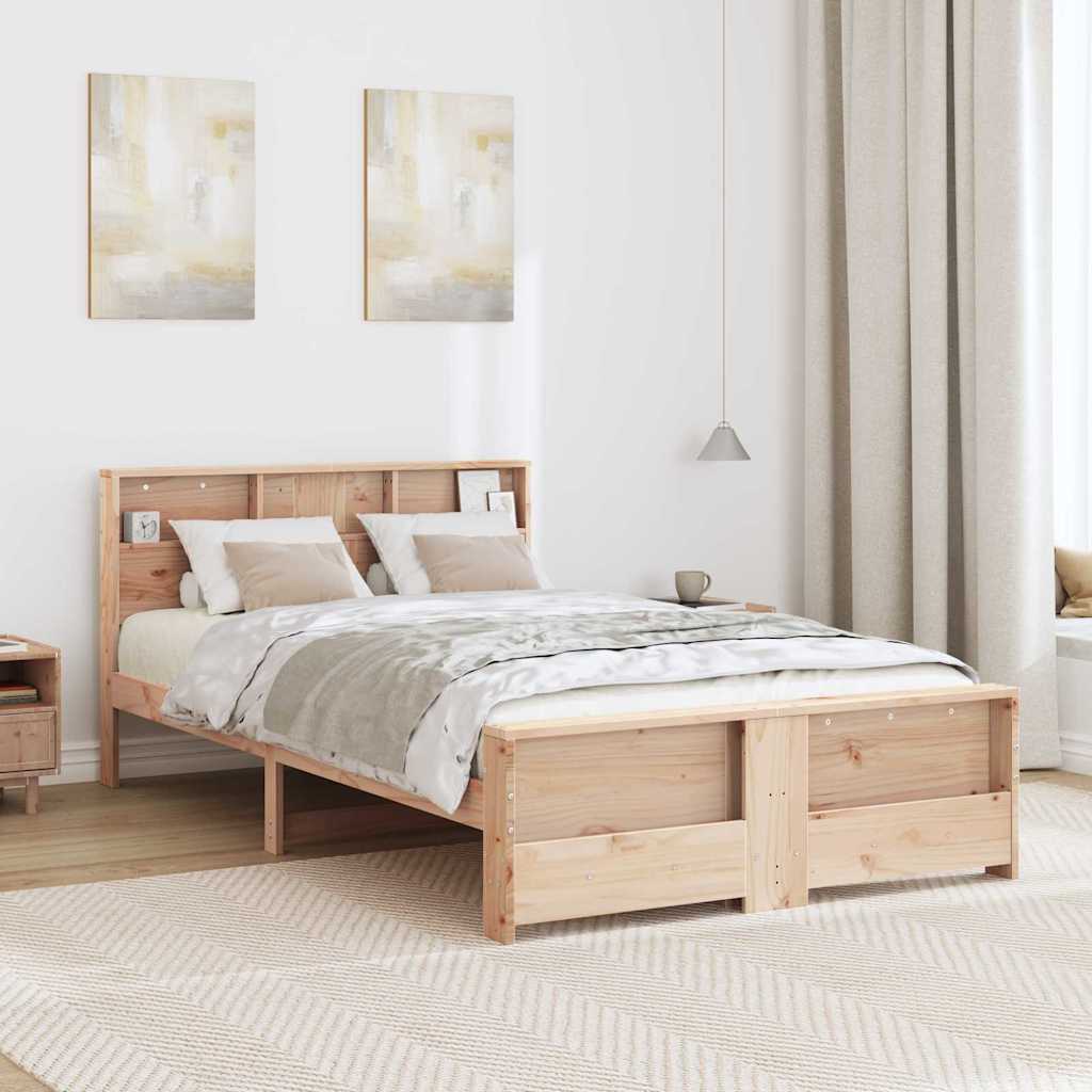 Bedframe met hoofdeinde Bruin 140 x 190 cm Bewerkt hout is nu te koop bij PeponiXL, paradijselijk wonen!