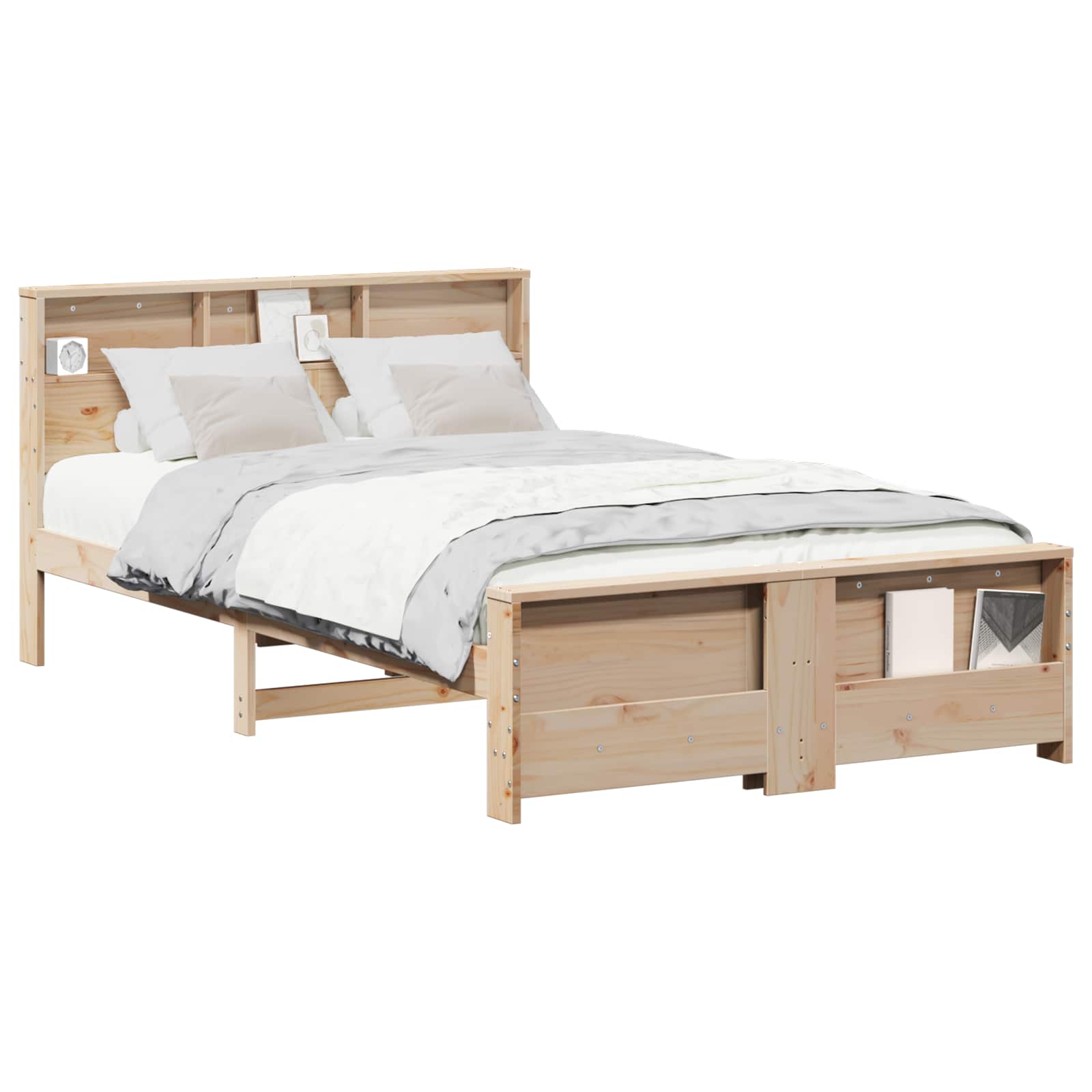 Bedframe met hoofdeinde Bruin 140 x 190 cm Bewerkt hout is nu te koop bij PeponiXL, paradijselijk wonen!