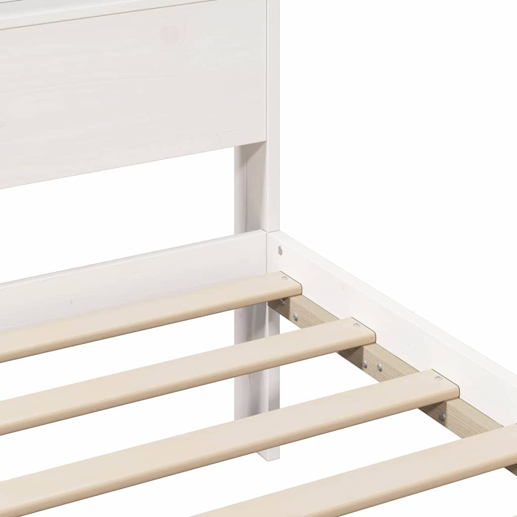 Bedframe met hoofdeinde Wit 140 x 190 cm Bewerkt hout is nu te koop bij PeponiXL, paradijselijk wonen!