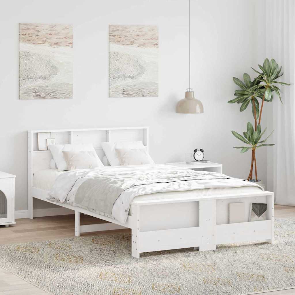 Bedframe met hoofdeinde Wit 140 x 190 cm Bewerkt hout is nu te koop bij PeponiXL, paradijselijk wonen!
