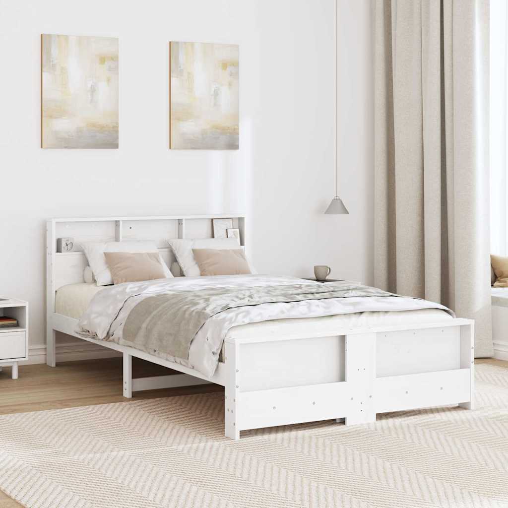 Bedframe met hoofdeinde Wit 140 x 190 cm Bewerkt hout is nu te koop bij PeponiXL, paradijselijk wonen!