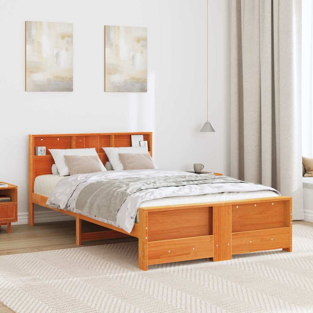 Bedframe met hoofdeinde Wasbruin 140 x 190 cm Bewerkt hout is nu te koop bij PeponiXL, paradijselijk wonen!