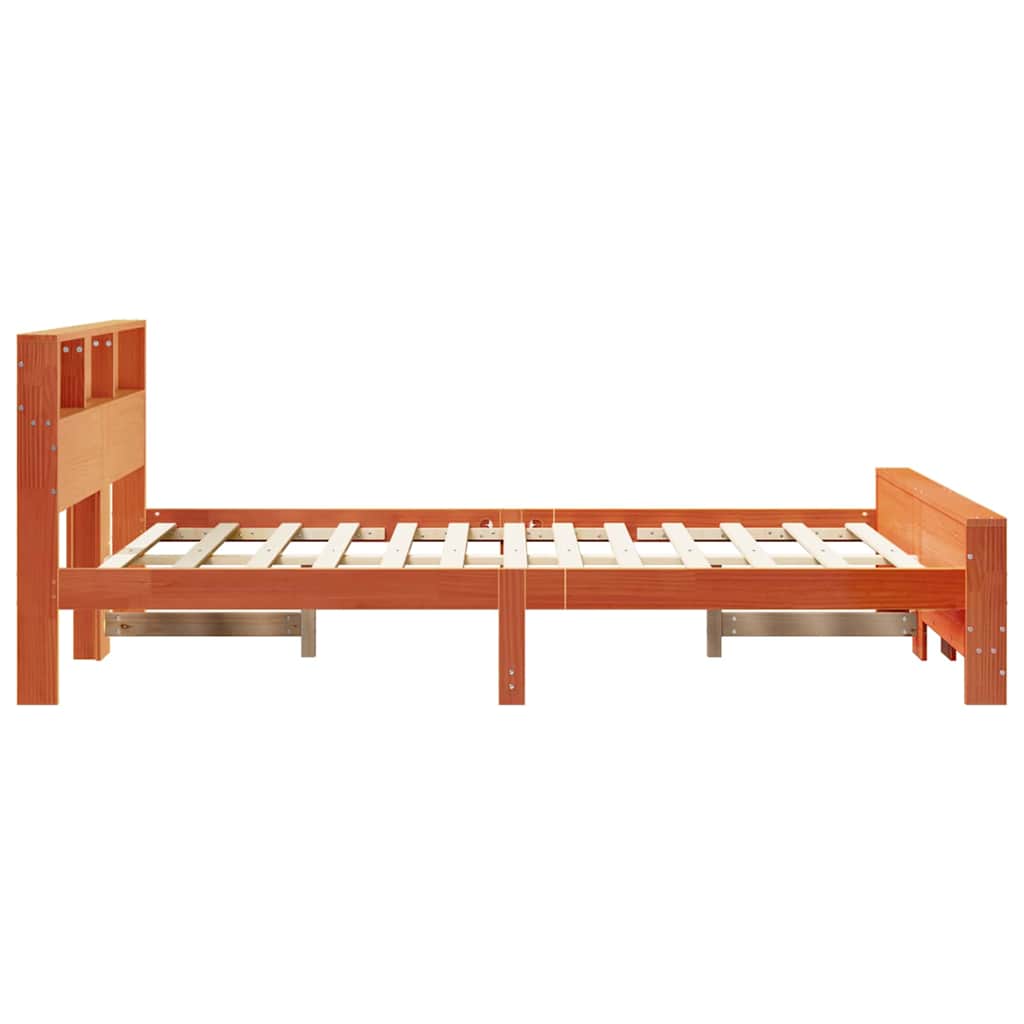 Bedframe met hoofdeinde Wasbruin 140 x 190 cm Bewerkt hout is nu te koop bij PeponiXL, paradijselijk wonen!