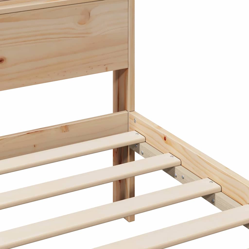 Bedframe met hoofdeinde Bruin 135 x 190 cm Bewerkt hout is nu te koop bij PeponiXL, paradijselijk wonen!