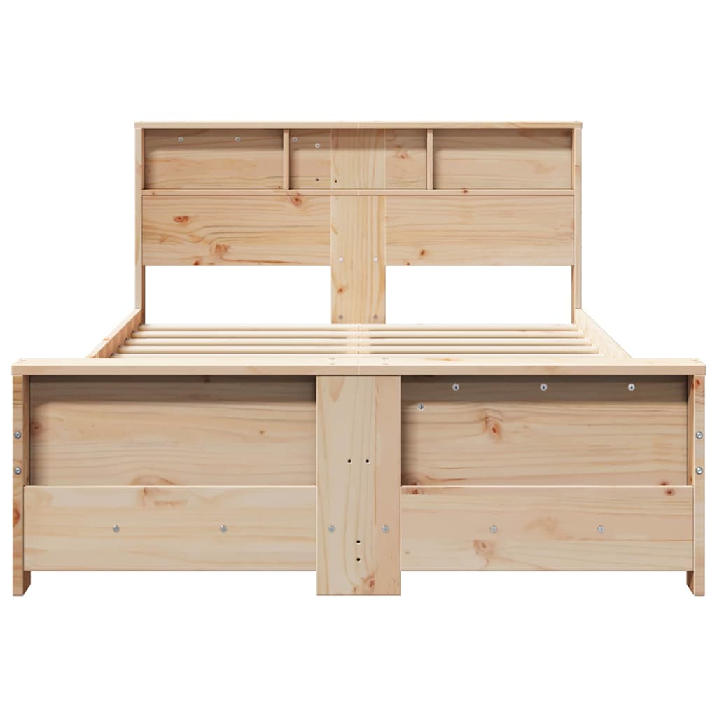 Bedframe met hoofdeinde Bruin 135 x 190 cm Bewerkt hout is nu te koop bij PeponiXL, paradijselijk wonen!