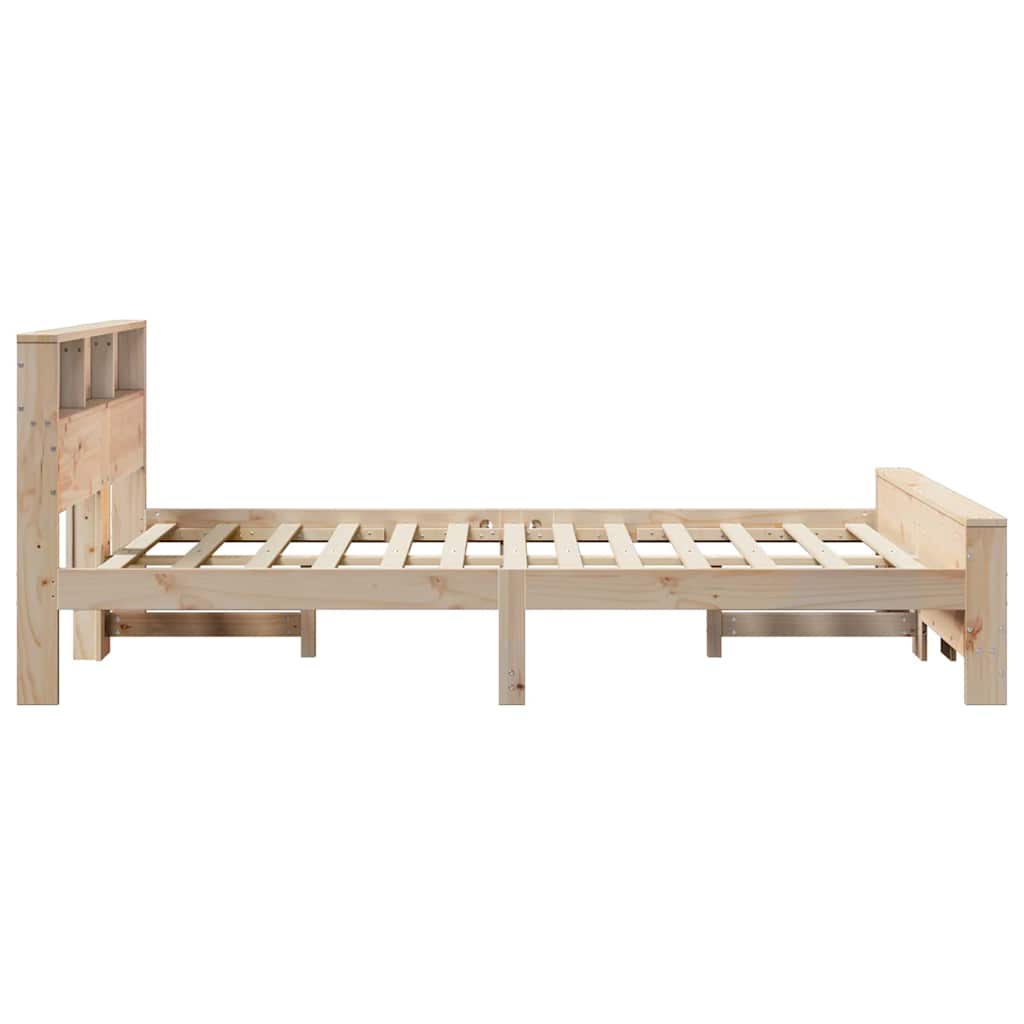 Bedframe met hoofdeinde Bruin 135 x 190 cm Bewerkt hout is nu te koop bij PeponiXL, paradijselijk wonen!