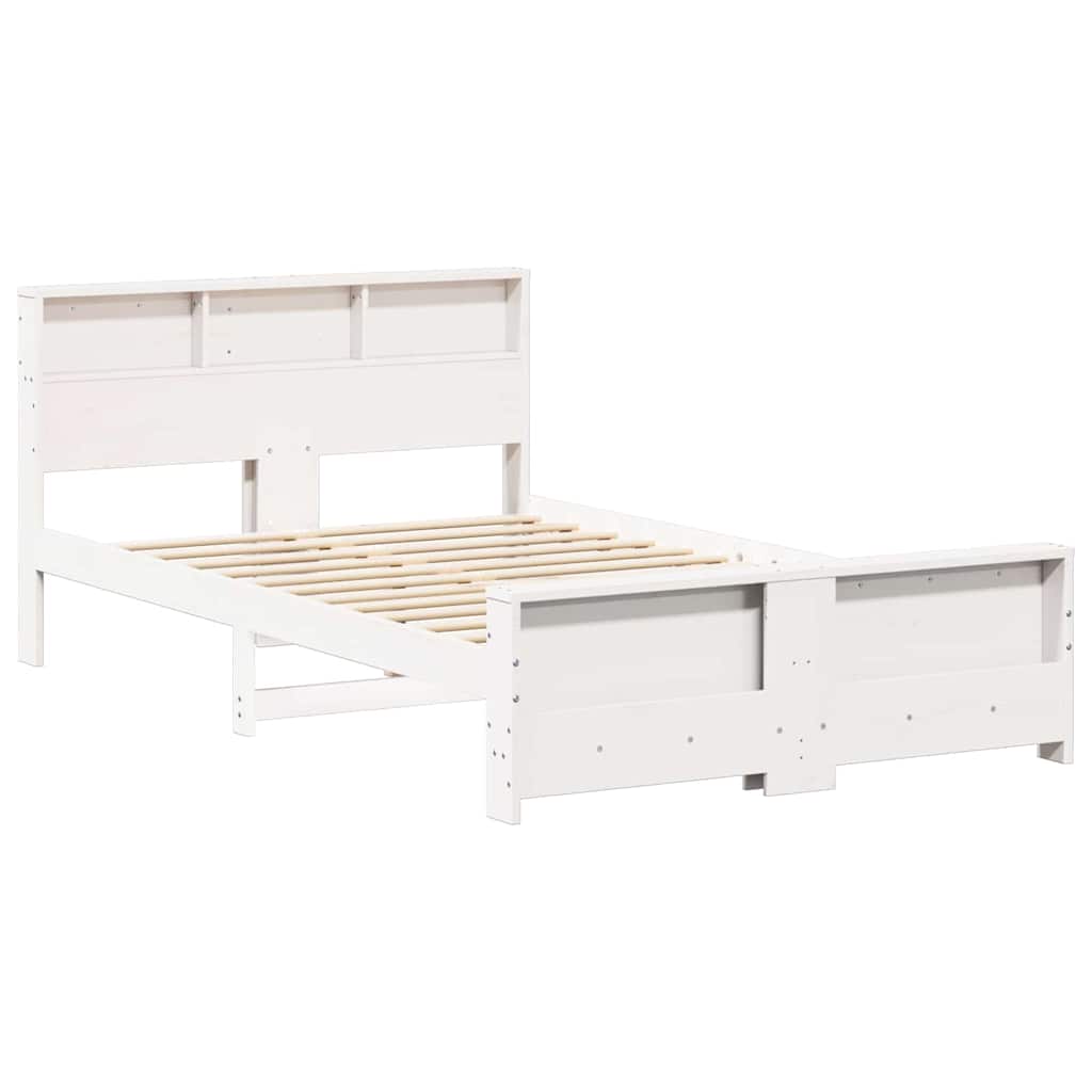 Bedframe met hoofdeinde Wit 135 x 190 cm Bewerkt hout is nu te koop bij PeponiXL, paradijselijk wonen!