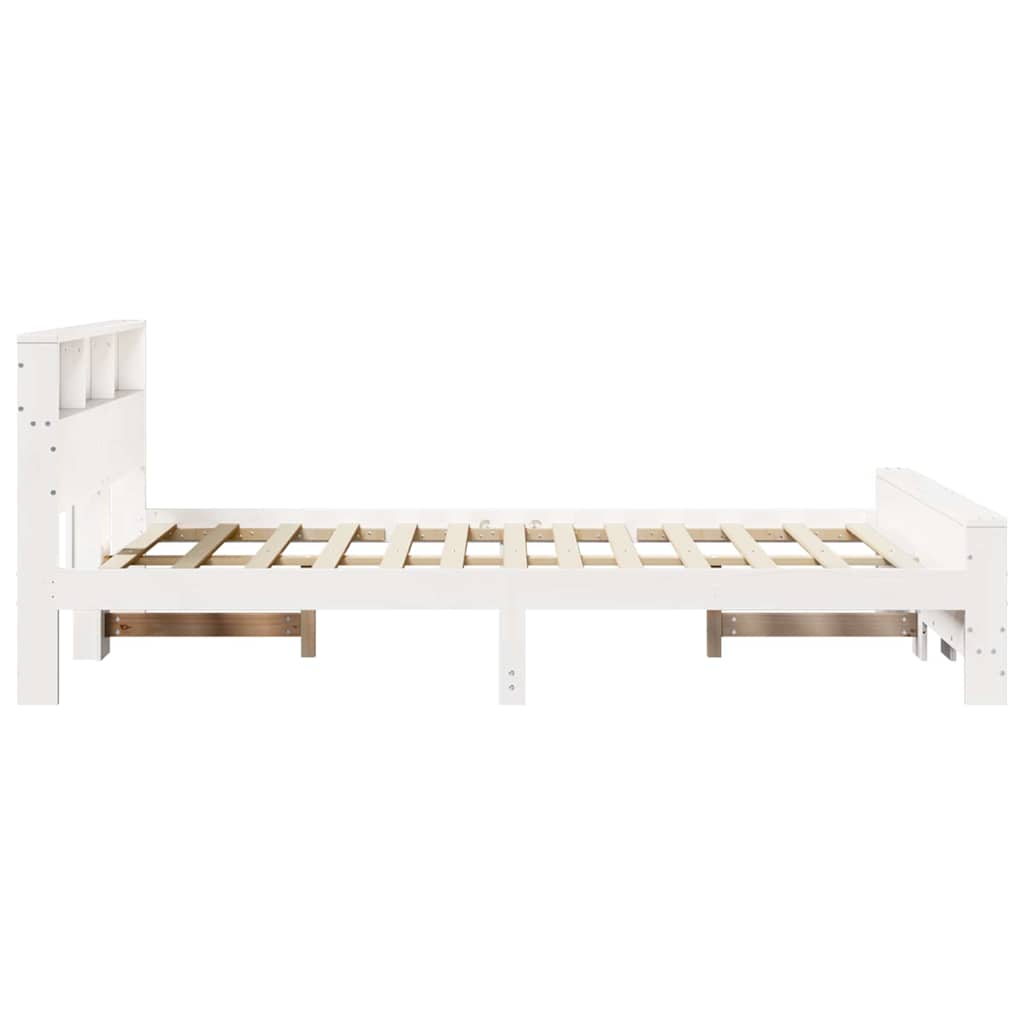 Bedframe met hoofdeinde Wit 135 x 190 cm Bewerkt hout is nu te koop bij PeponiXL, paradijselijk wonen!