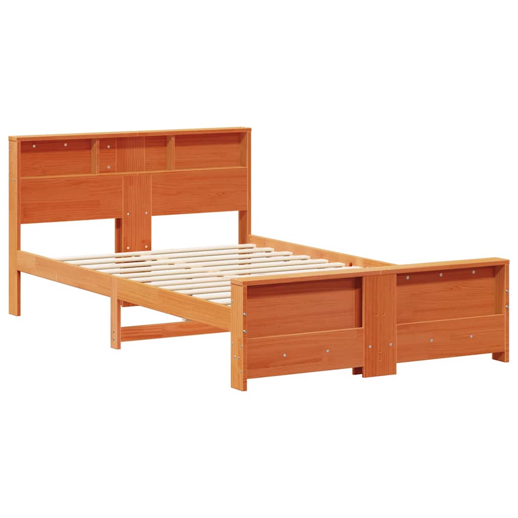 Bedframe met hoofdeinde Wasbruin 135 x 190 cm Bewerkt hout is nu te koop bij PeponiXL, paradijselijk wonen!