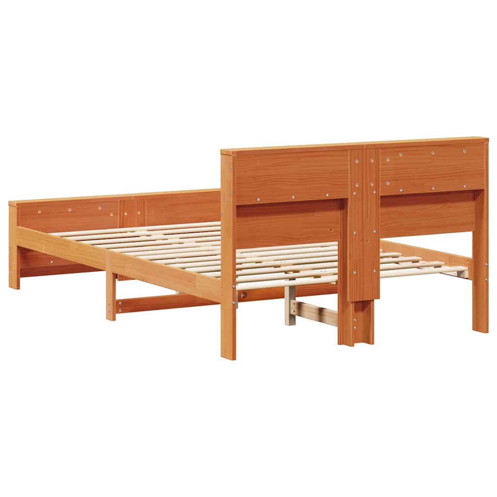 Bedframe met hoofdeinde Wasbruin 135 x 190 cm Bewerkt hout is nu te koop bij PeponiXL, paradijselijk wonen!