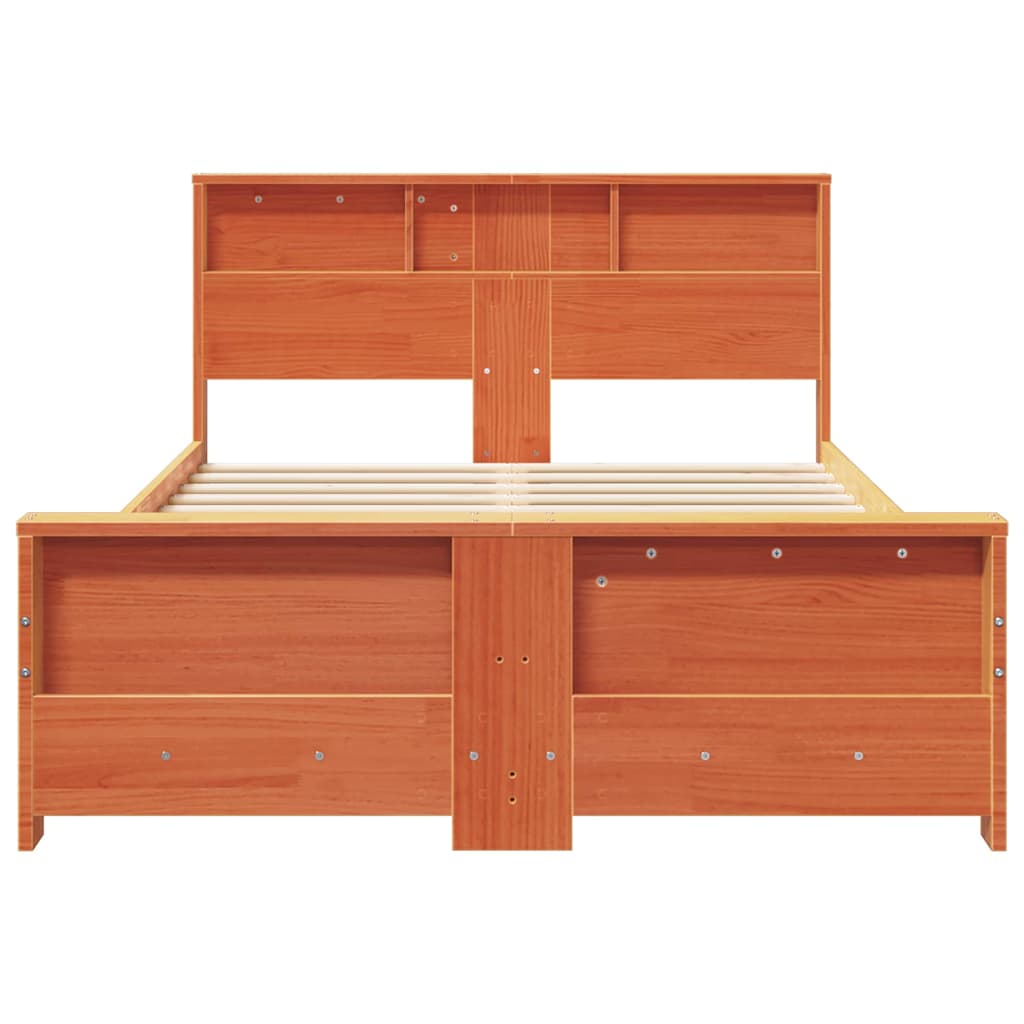 Bedframe met hoofdeinde Wasbruin 135 x 190 cm Bewerkt hout is nu te koop bij PeponiXL, paradijselijk wonen!