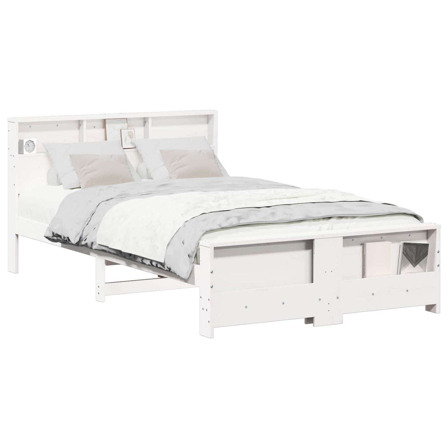 Bedframe met hoofdeinde Wit 120 x 190 cm Bewerkt hout is nu te koop bij PeponiXL, paradijselijk wonen!