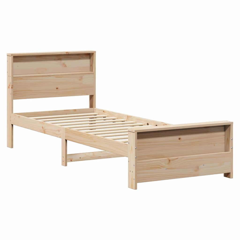 Bedframe met hoofdeinde Bruin 90 x 190 cm Bewerkt hout is nu te koop bij PeponiXL, paradijselijk wonen!