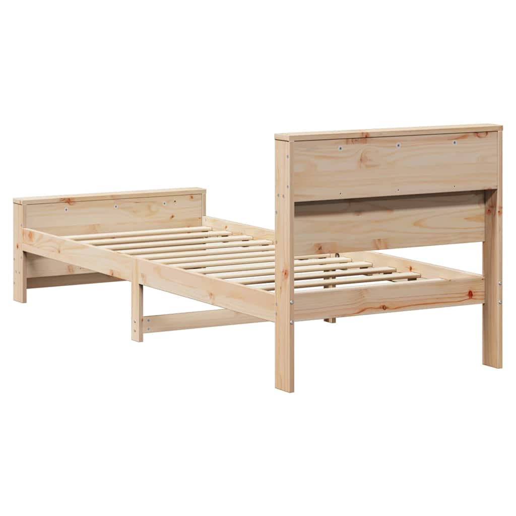 Bedframe met hoofdeinde Bruin 90 x 190 cm Bewerkt hout is nu te koop bij PeponiXL, paradijselijk wonen!