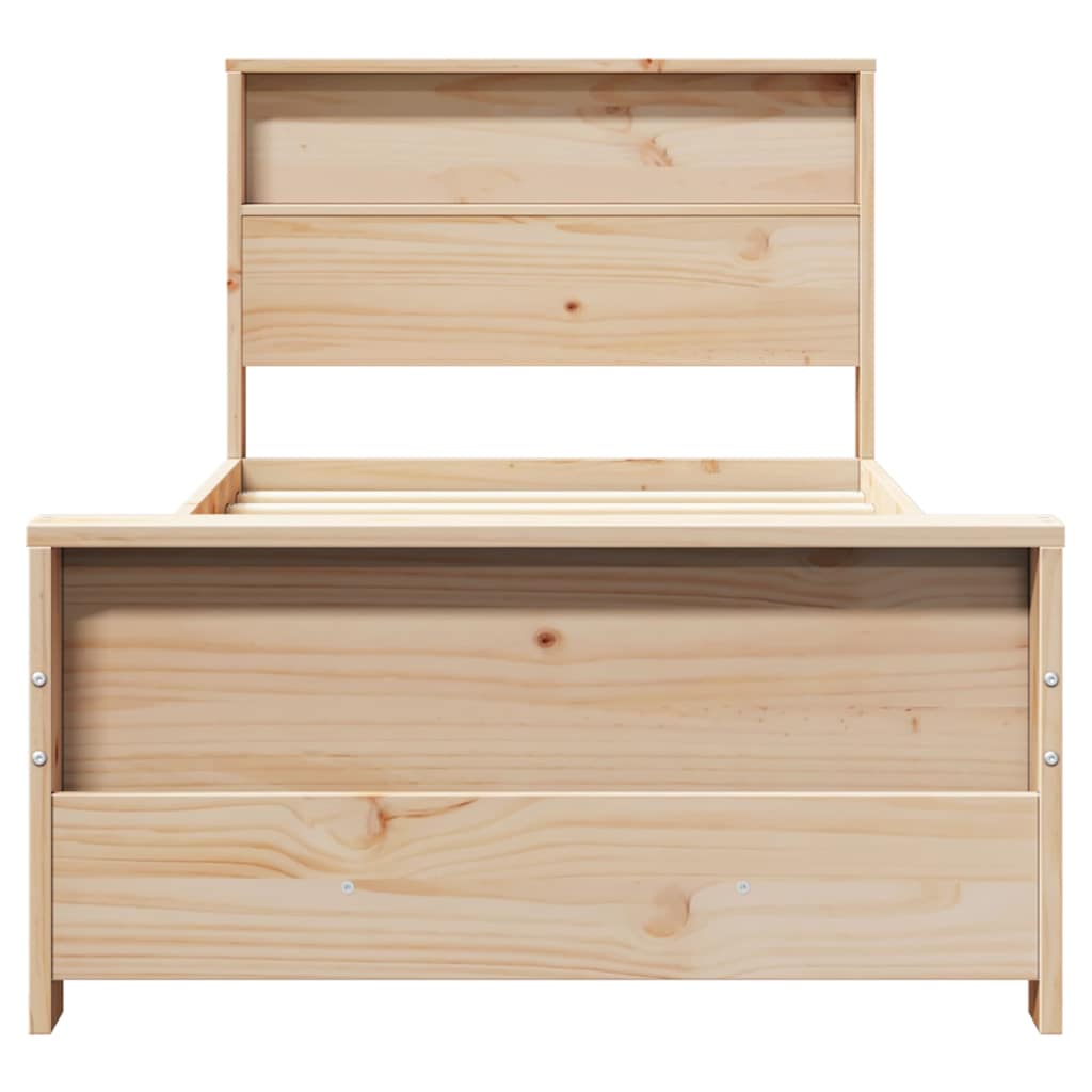 Bedframe met hoofdeinde Bruin 90 x 190 cm Bewerkt hout is nu te koop bij PeponiXL, paradijselijk wonen!