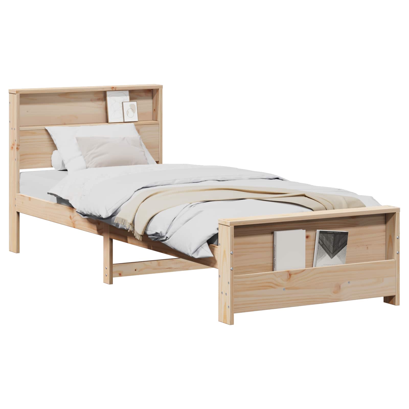 Bedframe met hoofdeinde Bruin 75 x 190 cm Bewerkt hout is nu te koop bij PeponiXL, paradijselijk wonen!