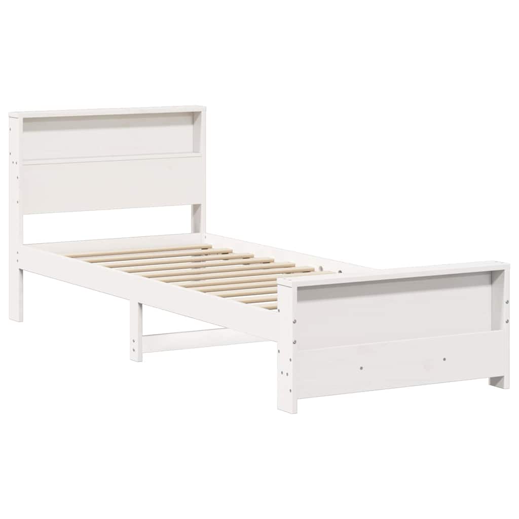 Bedframe met hoofdeinde Wit 75 x 190 cm Bewerkt hout is nu te koop bij PeponiXL, paradijselijk wonen!