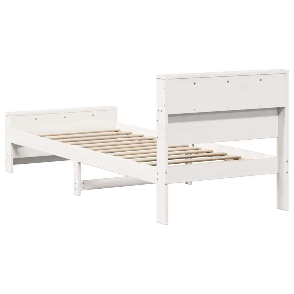 Bedframe met hoofdeinde Wit 75 x 190 cm Bewerkt hout is nu te koop bij PeponiXL, paradijselijk wonen!