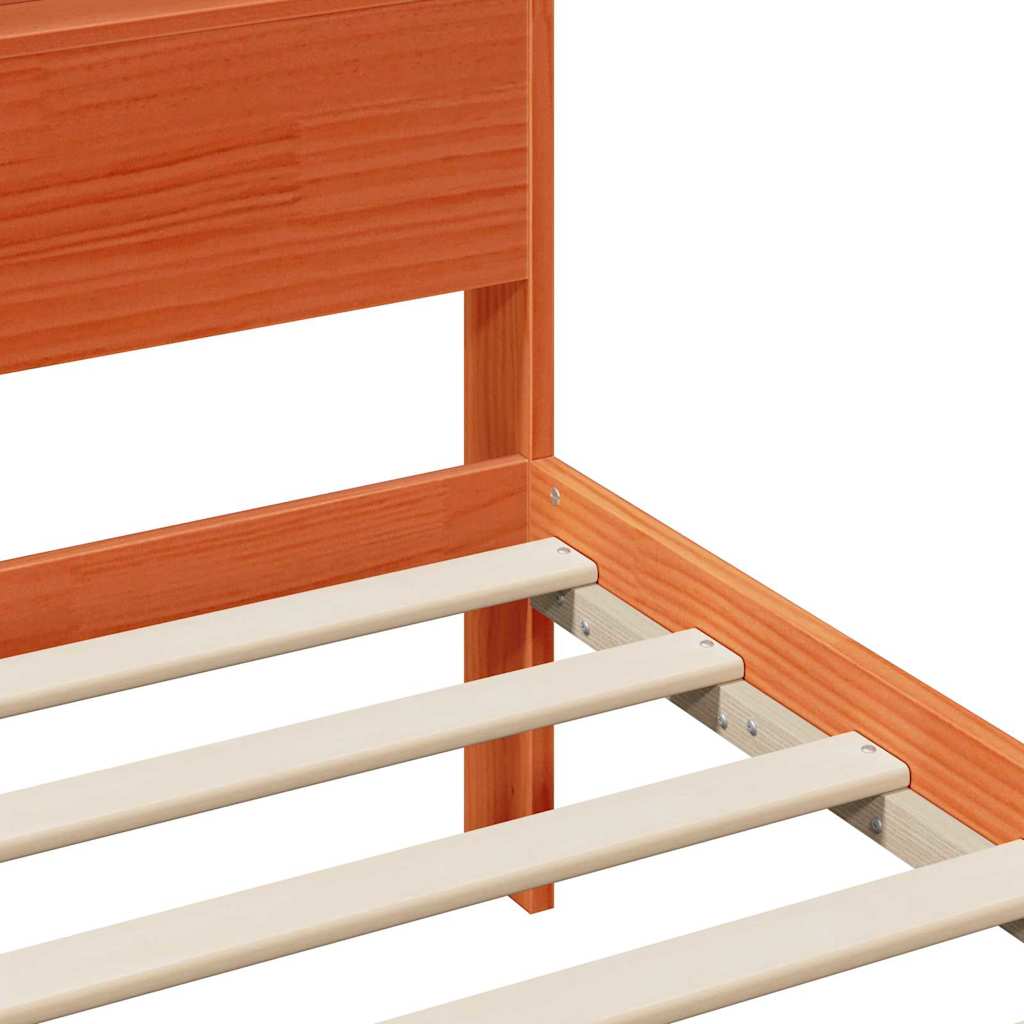Bedframe met hoofdeinde Wasbruin 75 x 190 cm Bewerkt hout is nu te koop bij PeponiXL, paradijselijk wonen!