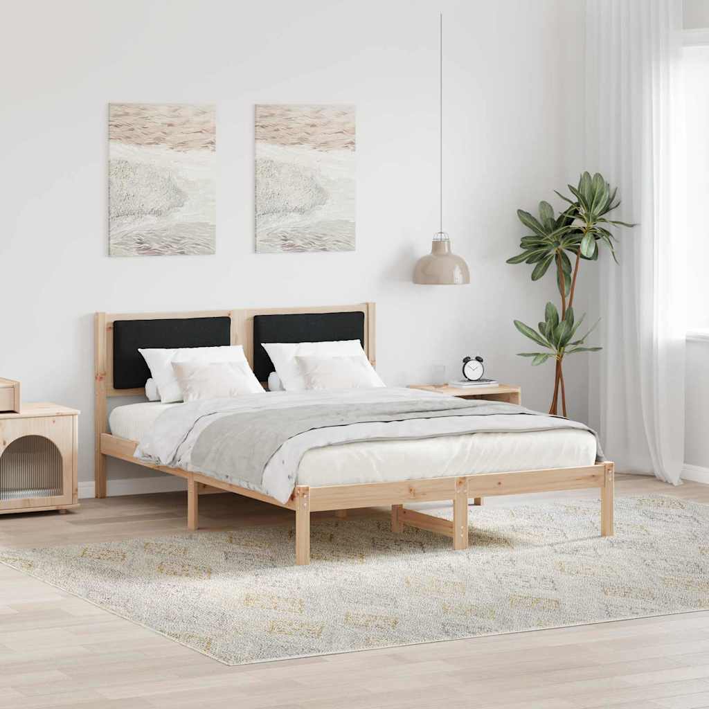 Bedframe met hoofdeinde Zwart 160 x 200 cm Massief grenenhout is nu te koop bij PeponiXL, paradijselijk wonen!