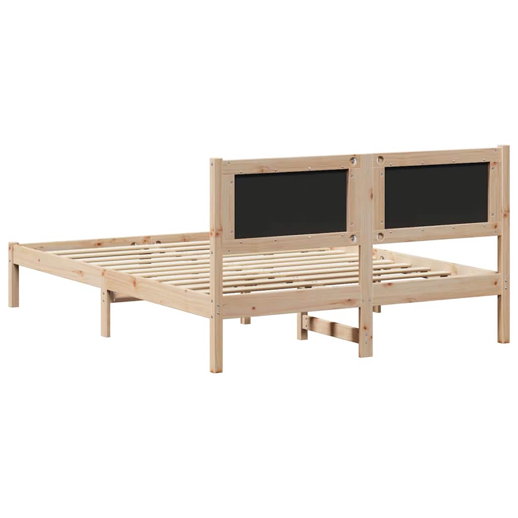 Bedframe met hoofdeinde Zwart 150 x 200 cm Massief grenenhout is nu te koop bij PeponiXL, paradijselijk wonen!