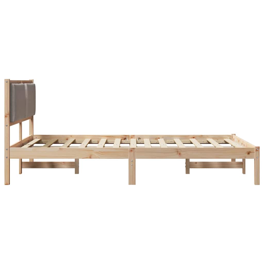 Bedframe met hoofdeinde Taupe 150 x 200 cm Massief grenenhout is nu te koop bij PeponiXL, paradijselijk wonen!