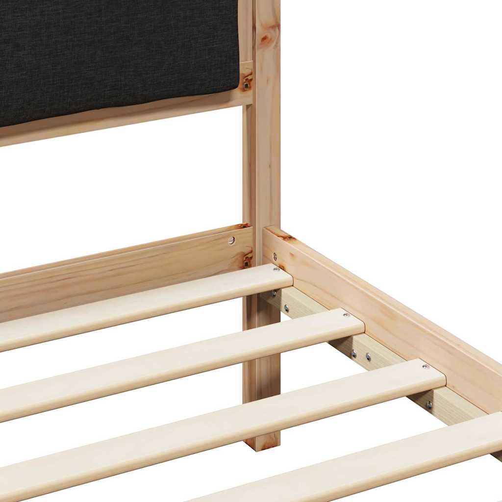 Bedframe met hoofdeinde Zwart 140 x 200 cm Massief grenenhout is nu te koop bij PeponiXL, paradijselijk wonen!