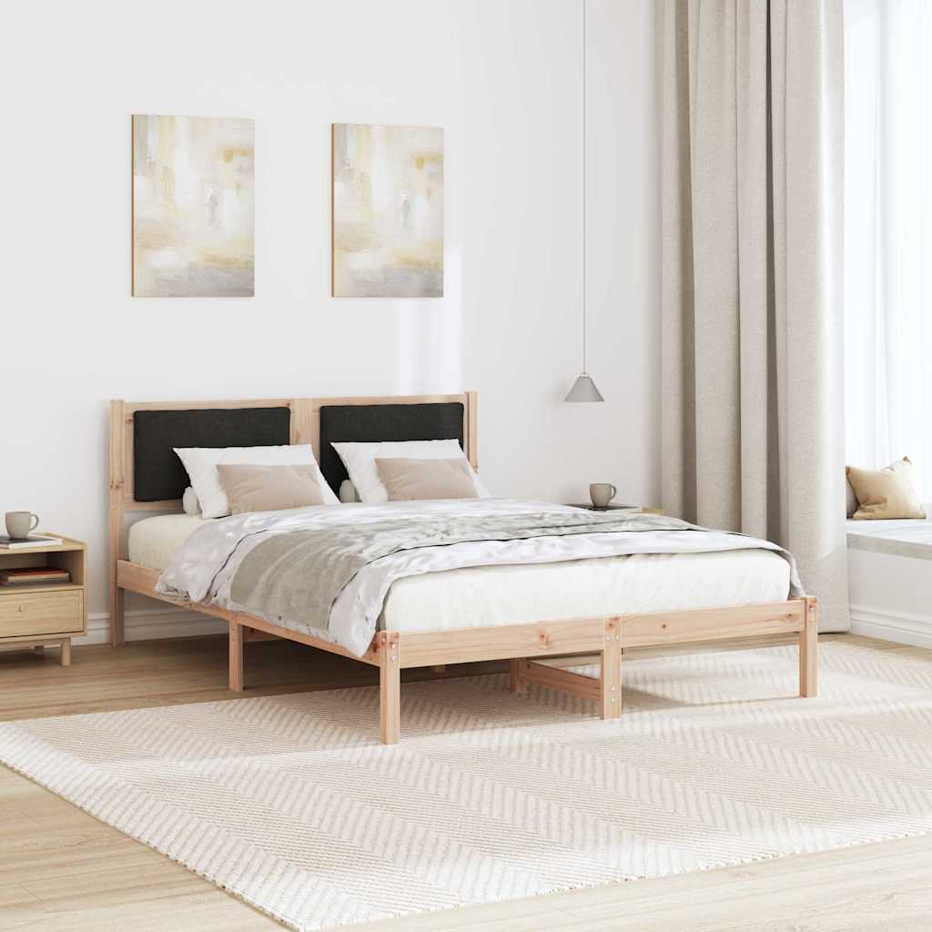 Bedframe met hoofdeinde Zwart 140 x 200 cm Massief grenenhout is nu te koop bij PeponiXL, paradijselijk wonen!