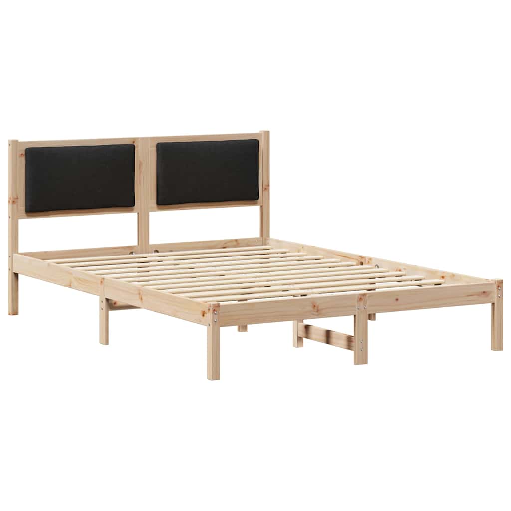 Bedframe met hoofdeinde Zwart 140 x 200 cm Massief grenenhout is nu te koop bij PeponiXL, paradijselijk wonen!
