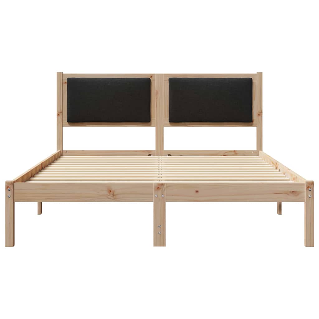 Bedframe met hoofdeinde Zwart 140 x 200 cm Massief grenenhout is nu te koop bij PeponiXL, paradijselijk wonen!