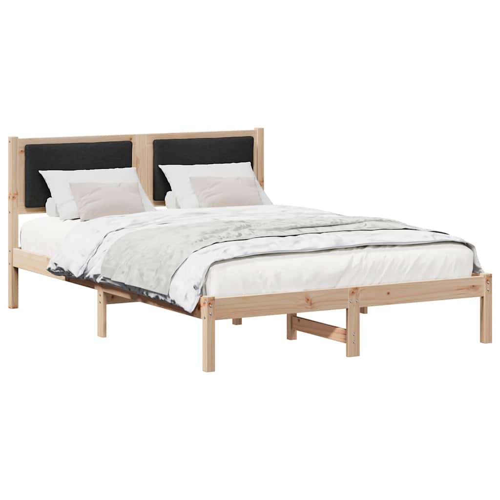 Bedframe met hoofdeinde Zwart 140 x 200 cm Massief grenenhout is nu te koop bij PeponiXL, paradijselijk wonen!