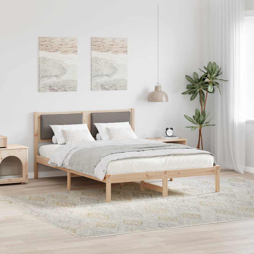 Bedframe met hoofdeinde Taupe 140 x 200 cm Massief grenenhout is nu te koop bij PeponiXL, paradijselijk wonen!