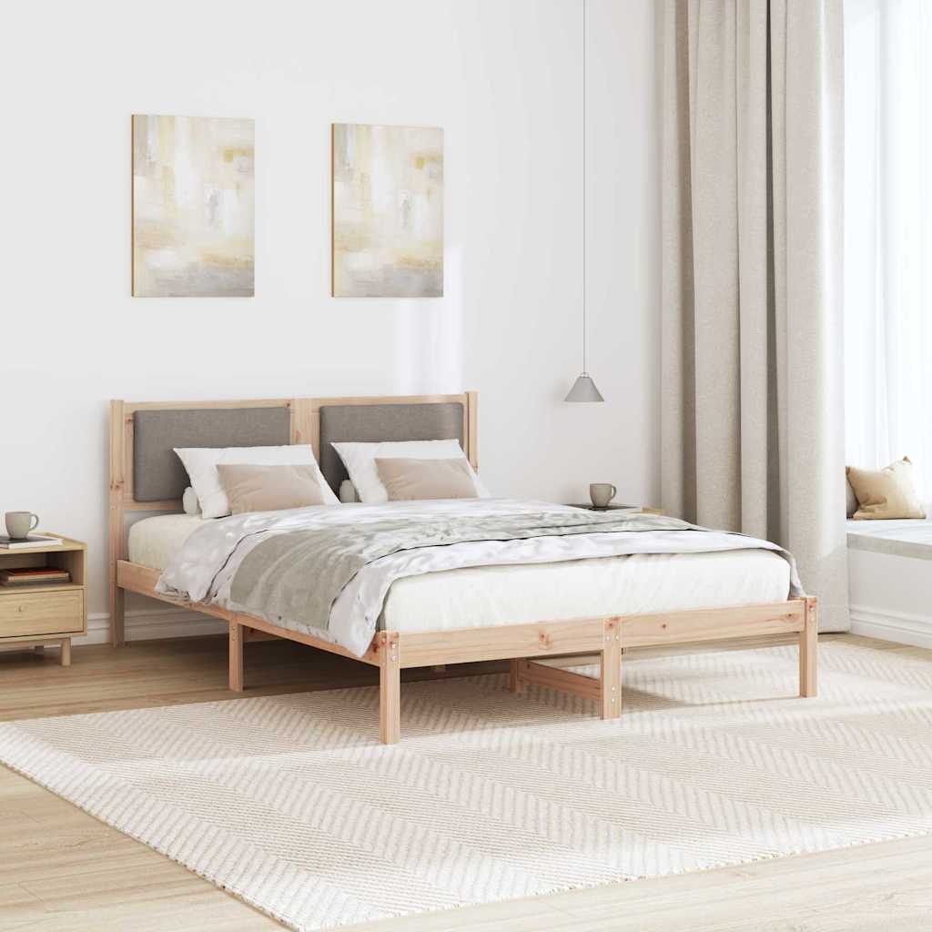 Bedframe met hoofdeinde Taupe 140 x 200 cm Massief grenenhout is nu te koop bij PeponiXL, paradijselijk wonen!