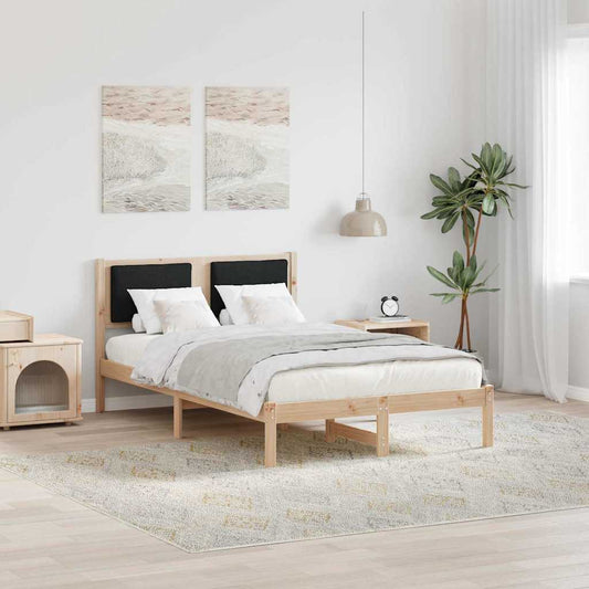 Bedframe met hoofdeinde Zwart 120 x 200 cm Massief grenenhout is nu te koop bij PeponiXL, paradijselijk wonen!