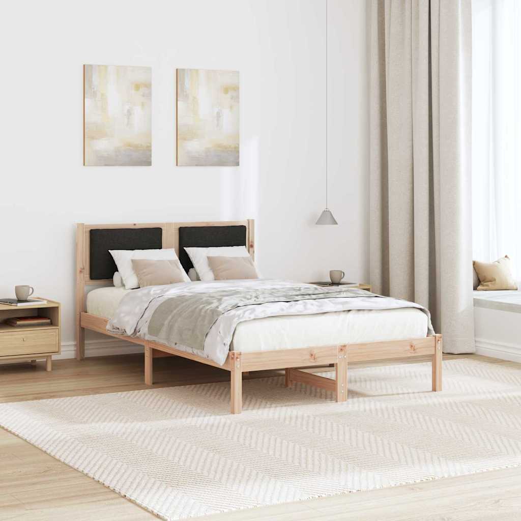 Bedframe met hoofdeinde Zwart 120 x 200 cm Massief grenenhout is nu te koop bij PeponiXL, paradijselijk wonen!