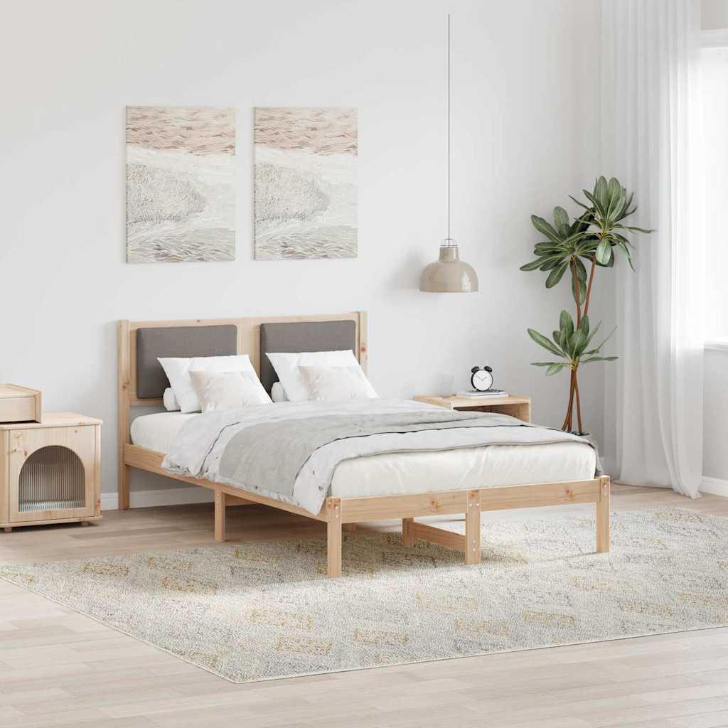 Bedframe met hoofdeinde Taupe 120 x 200 cm Massief grenenhout is nu te koop bij PeponiXL, paradijselijk wonen!
