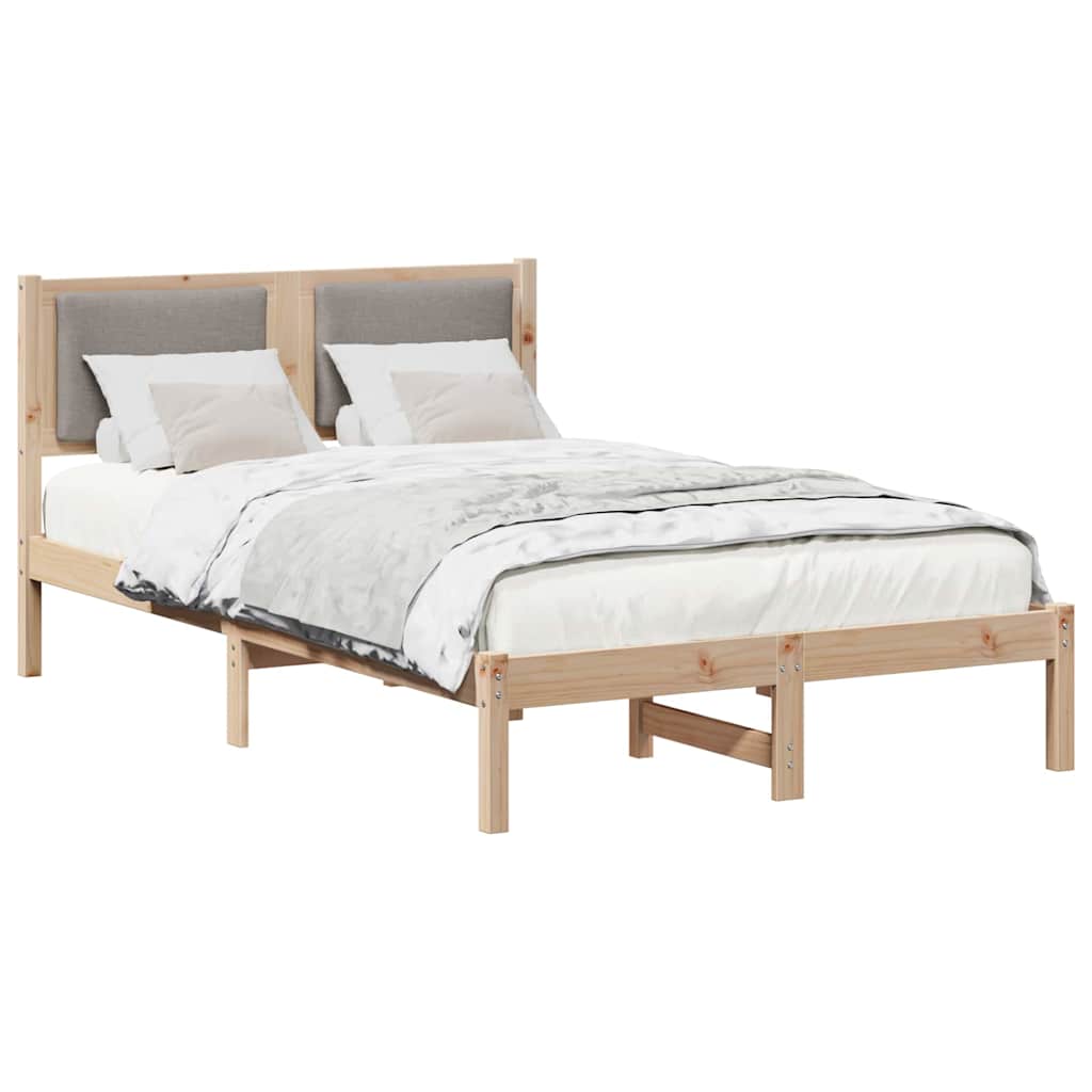 Bedframe met hoofdeinde Taupe 120 x 200 cm Massief grenenhout is nu te koop bij PeponiXL, paradijselijk wonen!