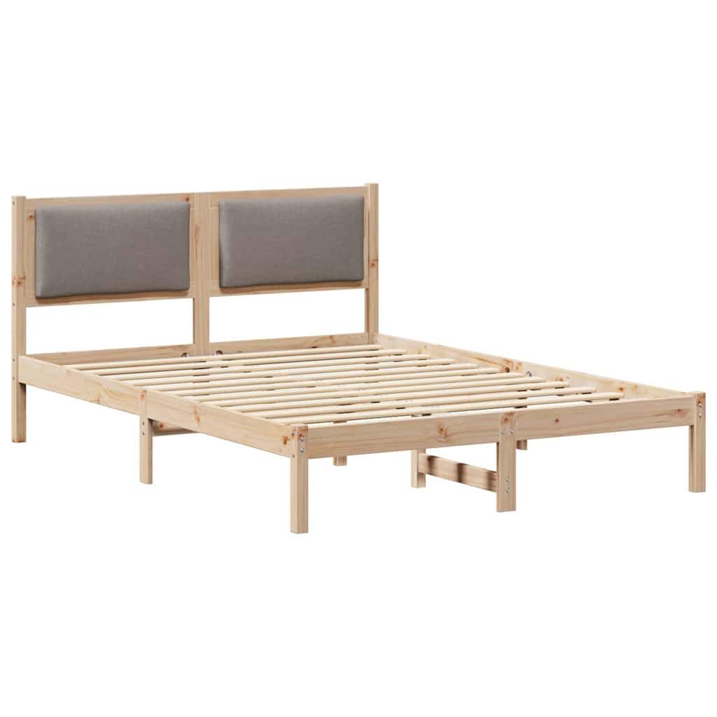 Bedframe met hoofdeinde Taupe 140 x 190 cm Massief grenenhout is nu te koop bij PeponiXL, paradijselijk wonen!