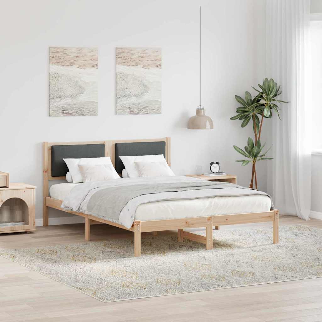 Bedframe Donkergrijs 135 x 190 cm Massief grenenhout is nu te koop bij PeponiXL, paradijselijk wonen!